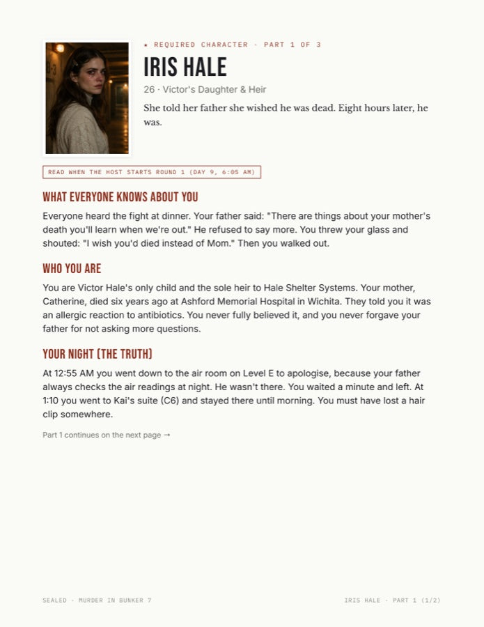 Character booklet page